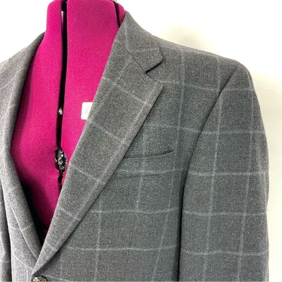 Ralph Lauren Cashmere Wool Blazer in Gray Plaid Print Size 40R - Picture 2 of 14